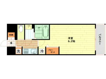 エステムコートディアシティウエスト(1K/11階)の間取り写真