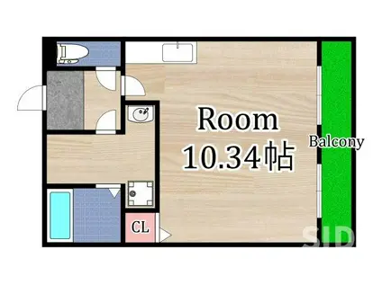 ドリームアサヒ(ワンルーム/3階)の間取り写真