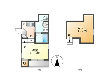 ハーモニーテラス黒門町(1K/1階)の間取り写真