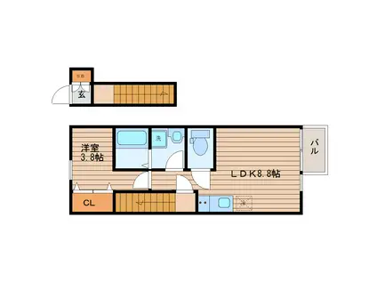 あすとPARK名取(1LDK/2階)の間取り写真