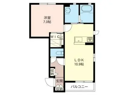 コクリコート B棟(1LDK/1階)の間取り写真