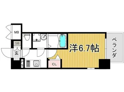 エスリード中之島ザ・コア(1K/4階)の間取り写真