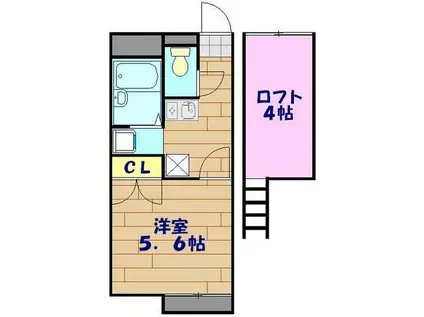 レオパレスオアシス(1K/2階)の間取り写真