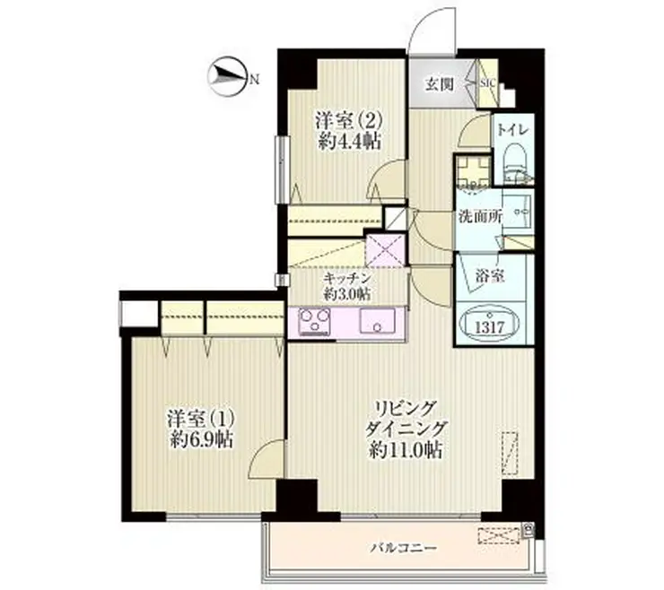 アリビオテラス芦花公園 3階階 間取り