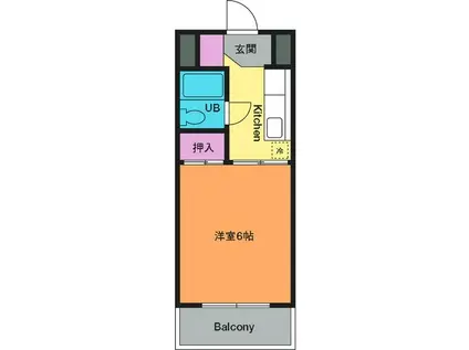 シルクハイツ(1K/2階)の間取り写真