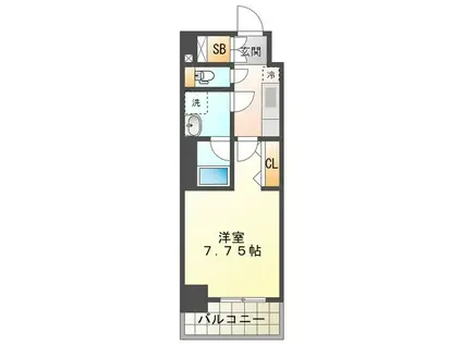 プレイズシード四日市(1K/2階)の間取り写真