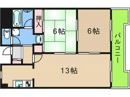 ドムス御崎(2LDK/4階)の間取り写真