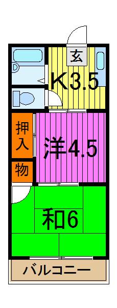 サンロードハイム(2K/2階)の間取り写真