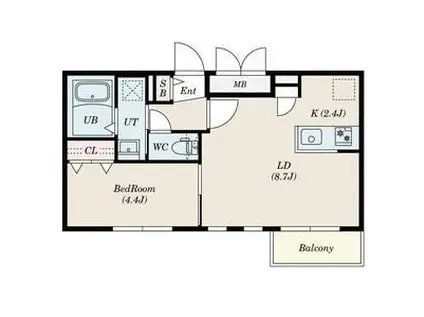 GRANDUKE平岸(1LDK/4階)の間取り写真
