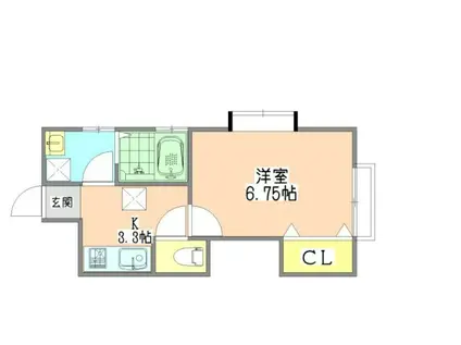 ドエル中央(1K/2階)の間取り写真