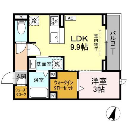 D-HILLS二之宮(1LDK/3階)の間取り写真