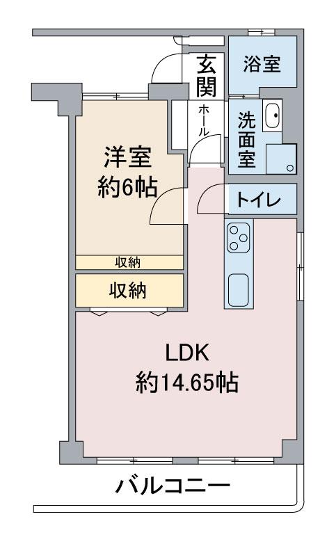 マンションわくら(1LDK/3階)の間取り写真