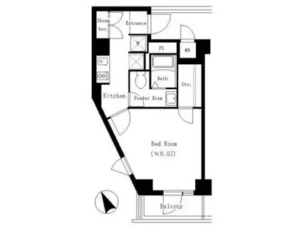 ブリリアント恵比寿(1K/3階)の間取り写真