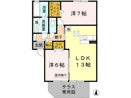 レーブプレミールII番館(2LDK/1階)の間取り写真