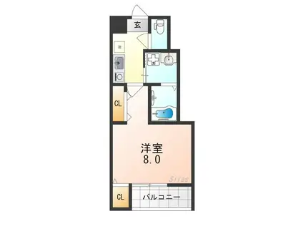 フジパレス住吉公園西(1K/3階)の間取り写真