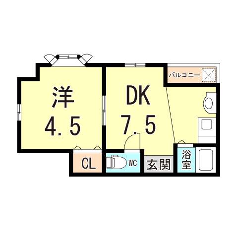 セゼーレ戸崎(1DK/3階)の間取り写真