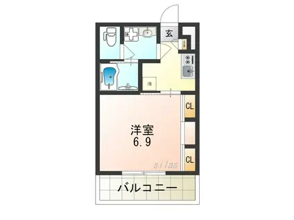 プリムールヴィラ(1K/3階)の間取り写真