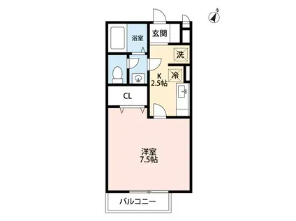 D-ROOM大路セキュア県劇前(1K/1階)の間取り写真