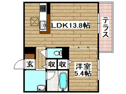 GRACE(1LDK/1階)の間取り写真