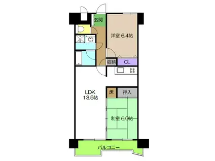 ダイアパレス大川筋(2LDK/5階)の間取り写真