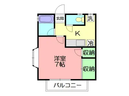 ライラックハイツスリー(1K/1階)の間取り写真