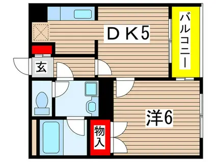 ウィンドコート松波(1DK/2階)の間取り写真