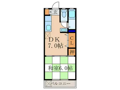 ハイツ桃山(1DK/2階)の間取り写真
