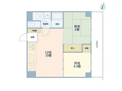 ファミール中町A棟(2LDK/1階)の間取り写真