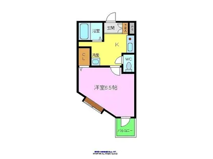 メゾンサイプレスⅡ(1K/3階)の間取り写真