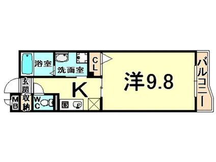 ランデュール瑞穂(1K/2階)の間取り写真