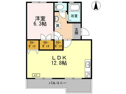 ロイヤルマンション2号棟(1LDK/3階)の間取り写真