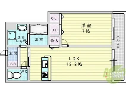 セントラルヴィレッジA棟(1LDK/2階)の間取り写真