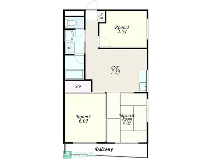 レジデンス中村(3DK/2階)の間取り写真