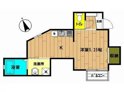 レアル六浦B棟(1K/2階)の間取り写真