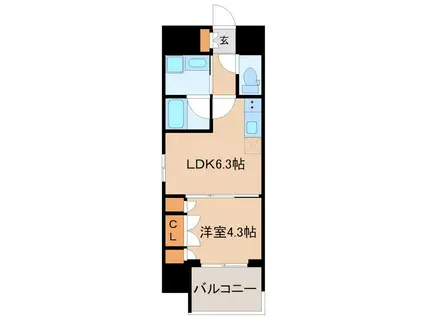 レヴァンテ根岸(1LDK/7階)の間取り写真