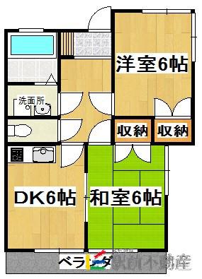 サンビレッジかこ(2DK/2階)の間取り写真