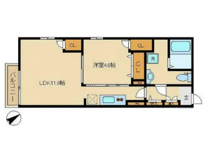 S・FLATIII(1LDK/2階)の間取り写真