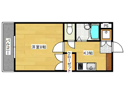 ハーシオンフルタIII(1DK/2階)の間取り写真