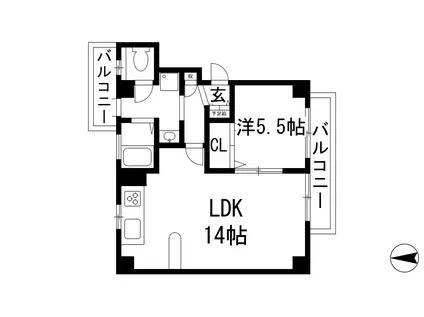 VIEWTERRACE売布(1LDK/1階)の間取り写真