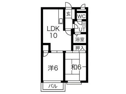 若葉ハイム(2LDK/1階)の間取り写真