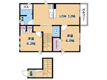 プリムタウンS(2LDK/2階)の間取り写真