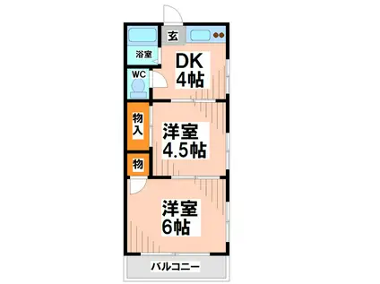 コーポ藤(1LDK/2階)の間取り写真