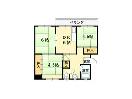 鈴蘭台第3団地3号棟(3DK/5階)の間取り写真