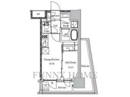 プライマルイプセ池尻大橋(1DK/11階)の間取り写真
