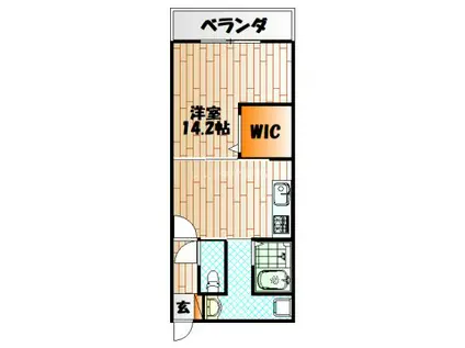 ウィングス片野I(1LK/12階)の間取り写真