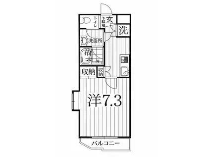 アルファグランデ竹の塚(1K/4階)の間取り写真