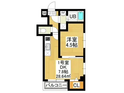 エミオン宮本(1DK/4階)の間取り写真