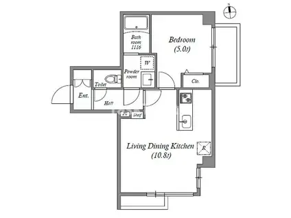 GMTENJIMBASHI(1LDK/5階)の間取り写真