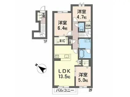 サワーソレアード(3LDK/2階)の間取り写真