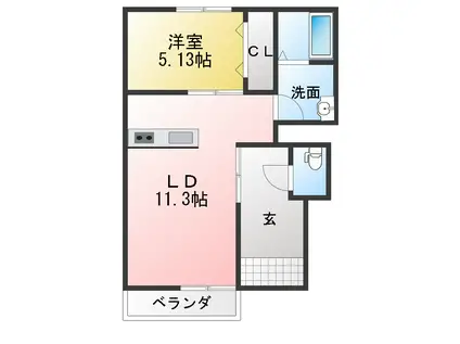リーブルファイン則武II(1LDK/1階)の間取り写真